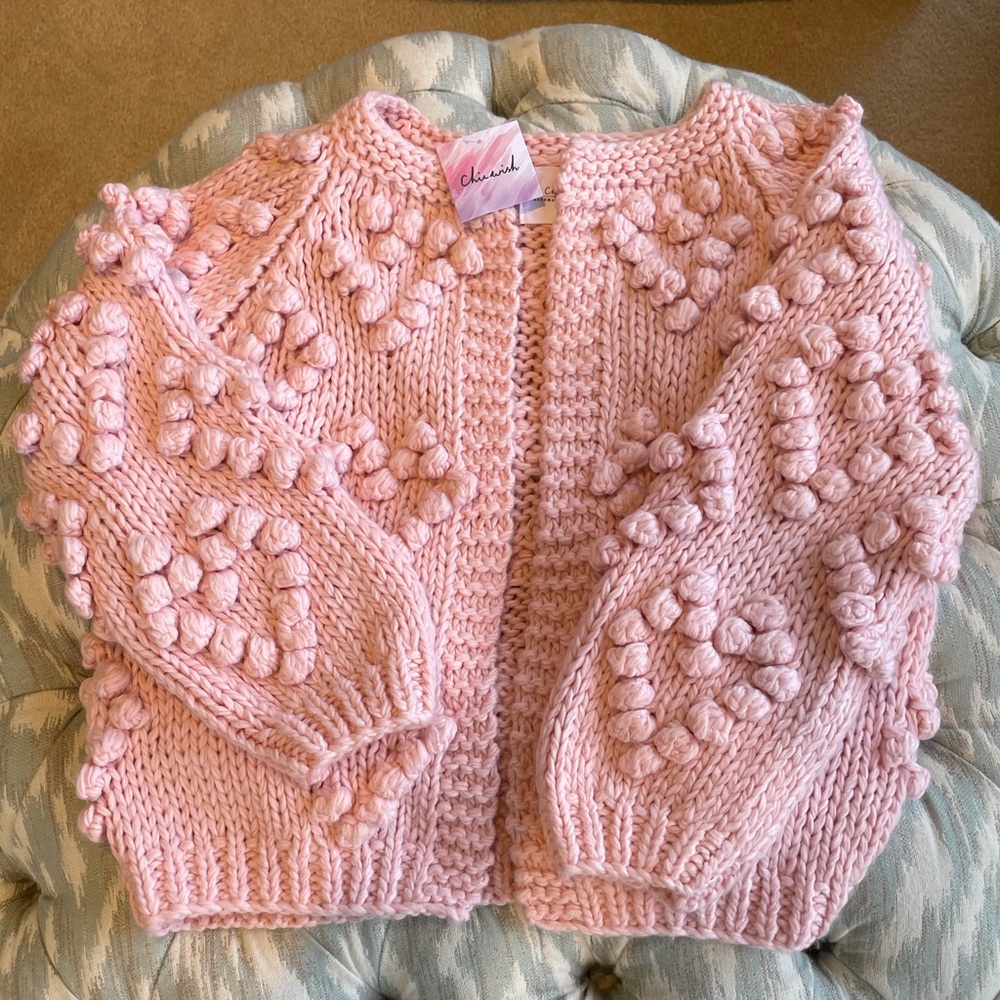Pink open front sweater NWT